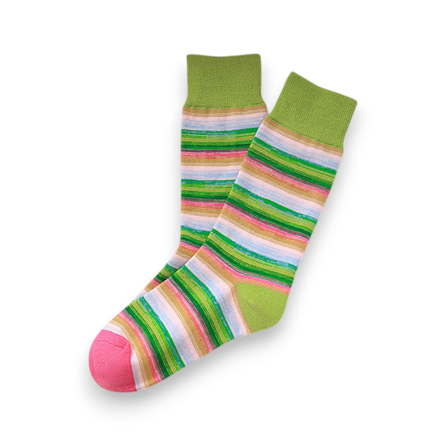 Anna-Kaci 3 Pairs Cotton Crew Socks with Retro Colored Striped Patterns and Comfortable Classic