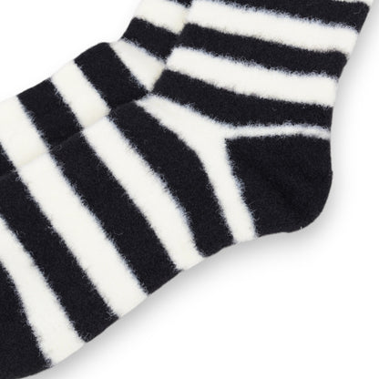 Anna-Kaci 3-Pair Plush Home Socks Striped Panda Design Cozy Crew Style for Everyday Comfort