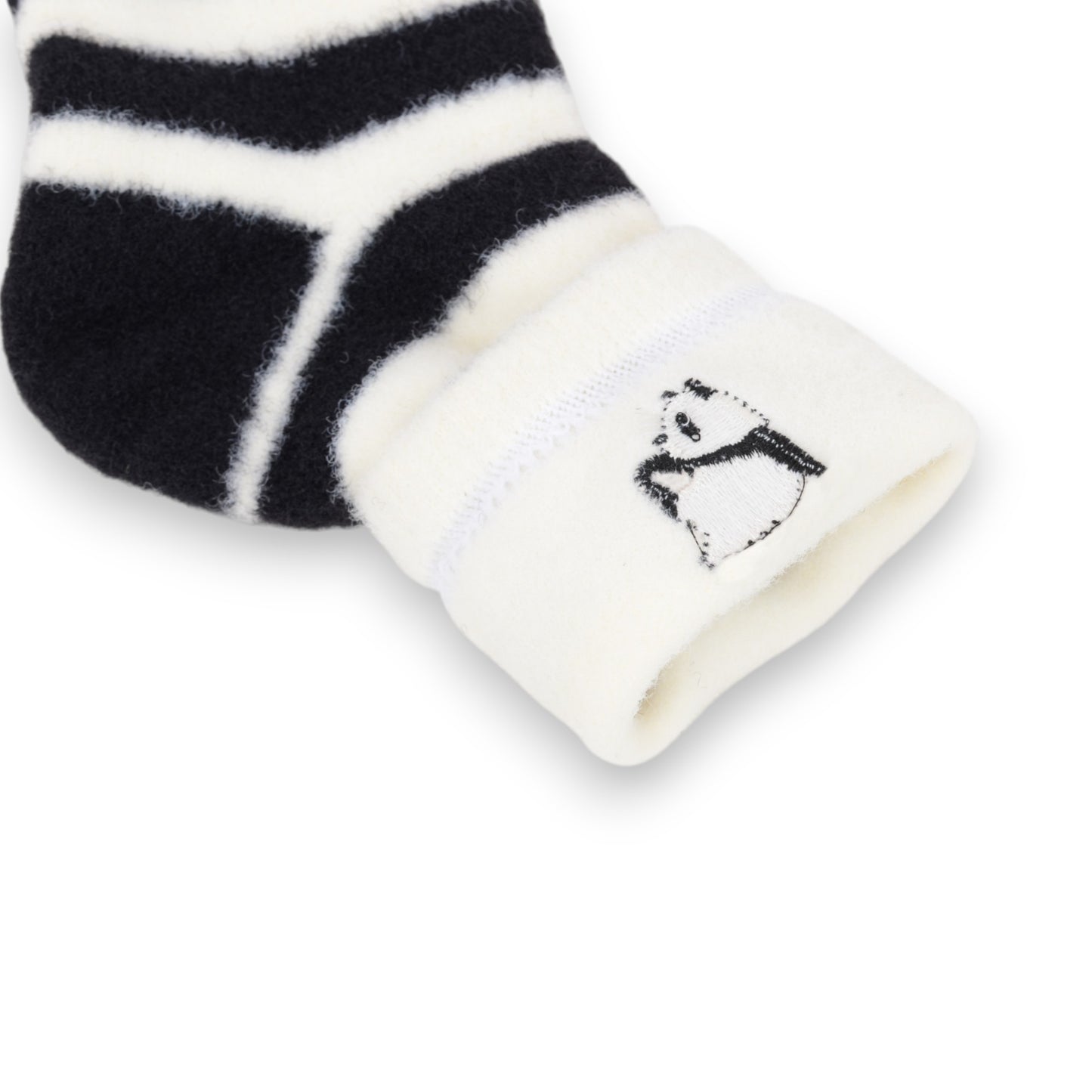 Anna-Kaci 3-Pair Plush Home Socks Striped Panda Design Cozy Crew Style for Everyday Comfort