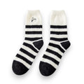 Anna-Kaci 3-Pair Plush Home Socks Striped Panda Design Cozy Crew Style for Everyday Comfort