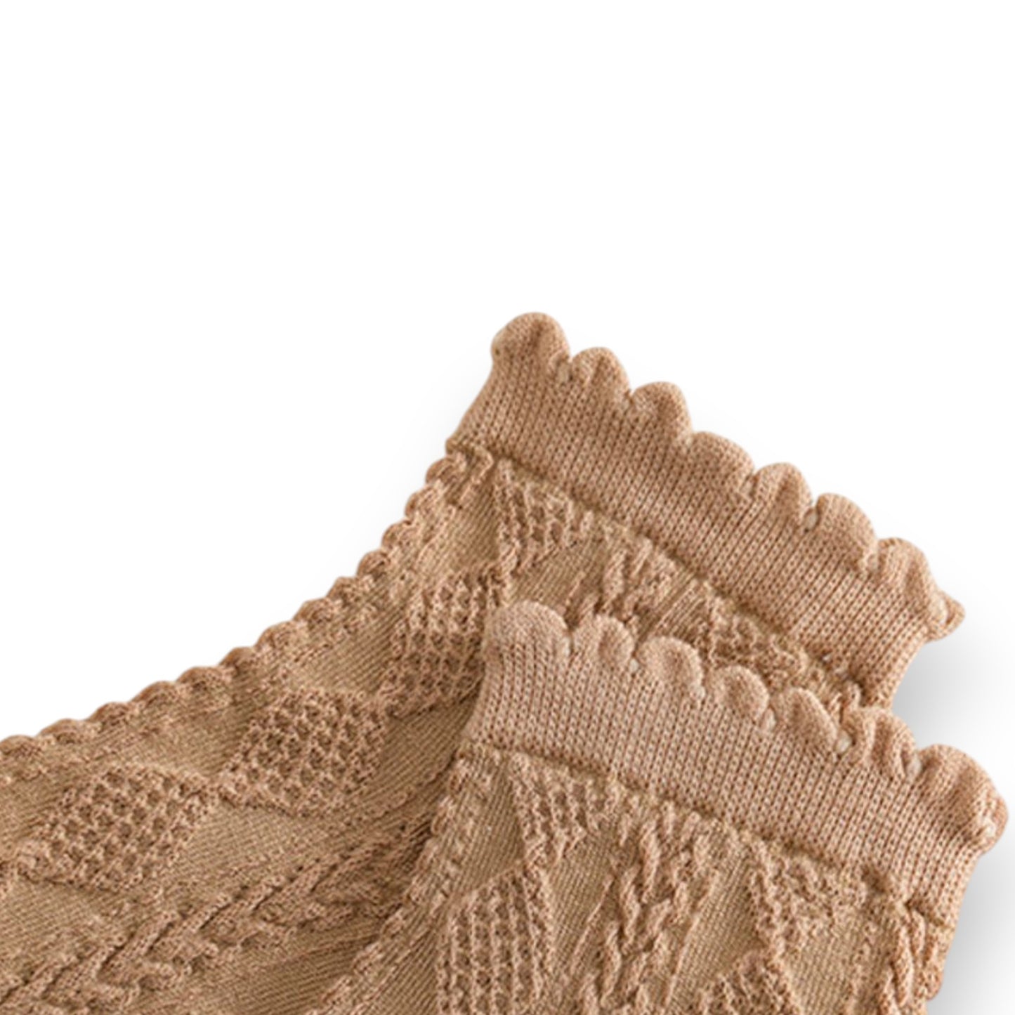 Anna-Kaci Women's 3 Pairs Textured Diamond Socks with Knitted Pattern and Scalloped Trim