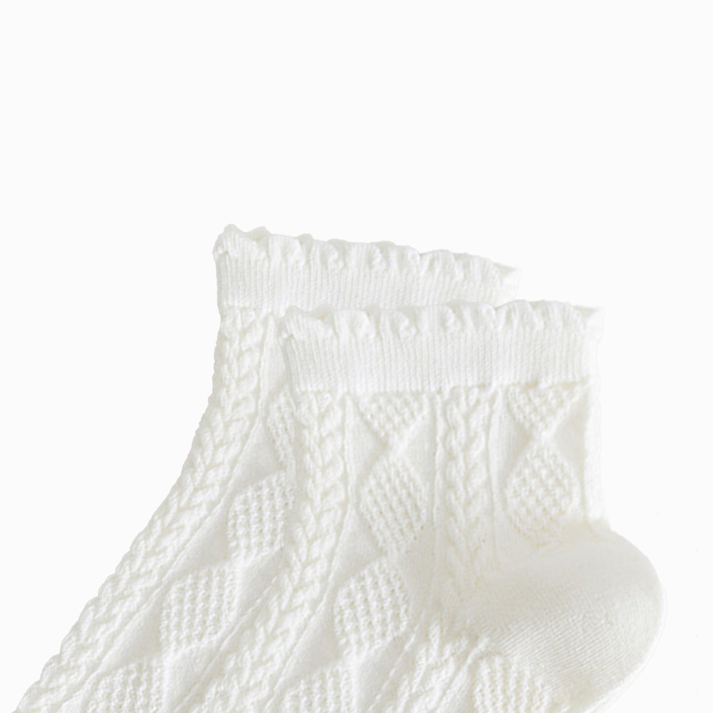 Anna-Kaci Women's 3 Pairs Textured Diamond Socks with Knitted Pattern and Scalloped Trim