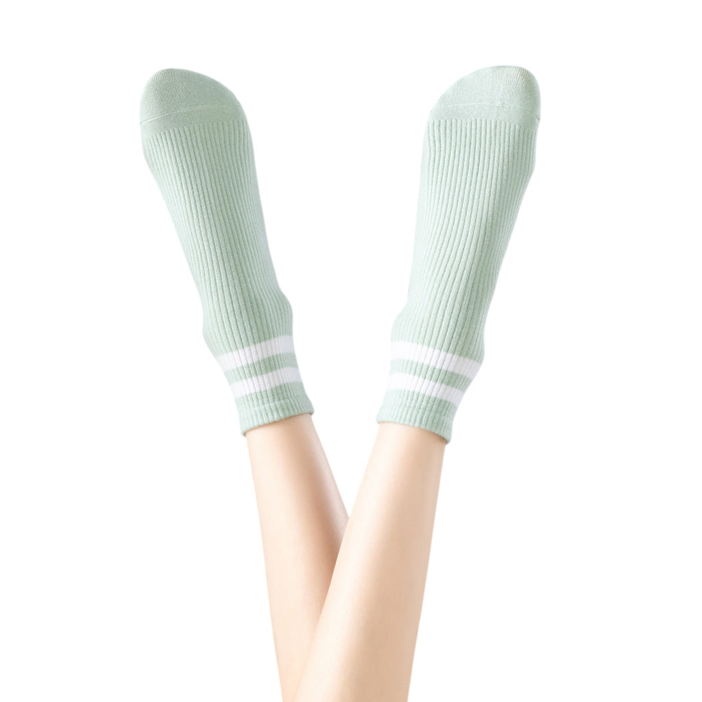 Anna-Kaci Women's 3-Pair Antibacterial and Breathable Ribbed Ankle Socks with Double Stripe Cuffs