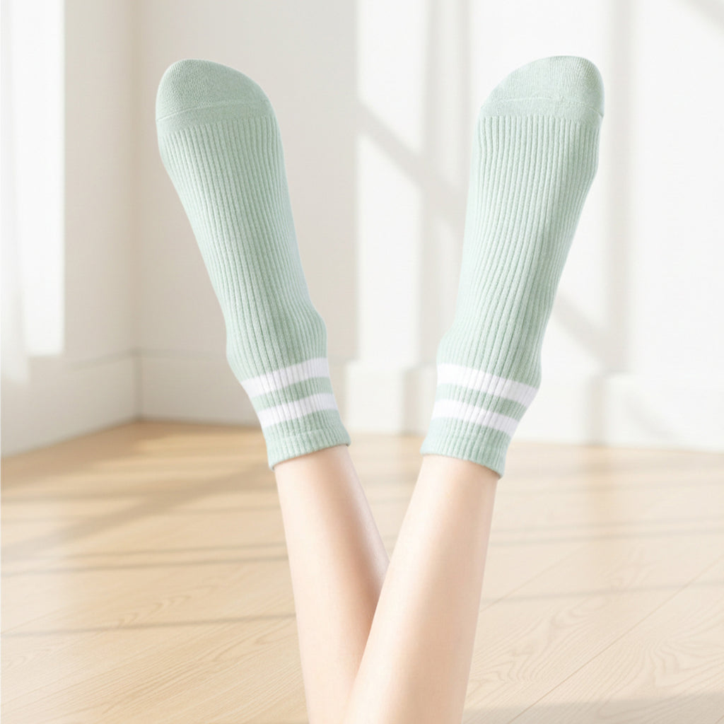 Anna-Kaci Womens Cotton Blend Crew Socks 3 Pair Pack Soft Ribbed Casual Everyday Fit