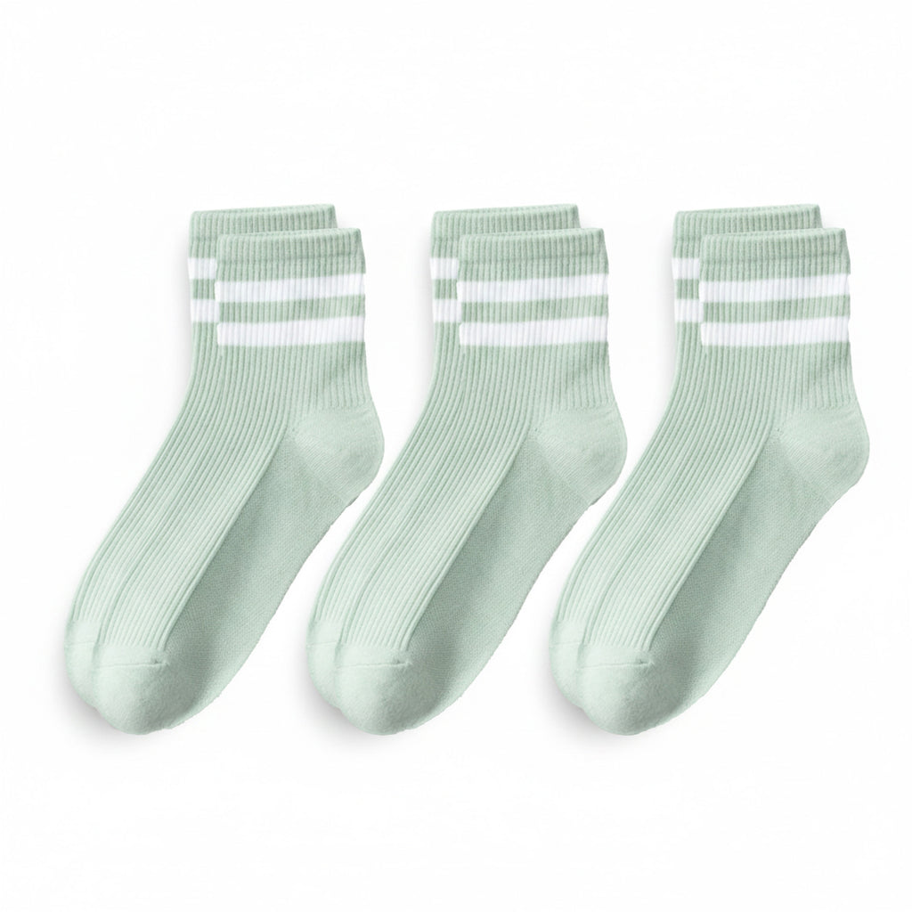 Anna-Kaci Womens Cotton Blend Crew Socks 3 Pair Pack Soft Ribbed Casual Everyday Fit