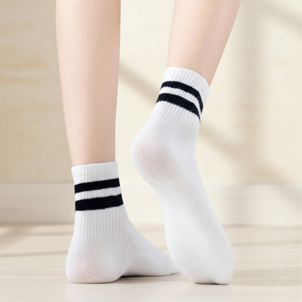 Anna-Kaci Womens Cotton Blend Crew Socks 3 Pair Pack Soft Ribbed Casual Everyday Fit