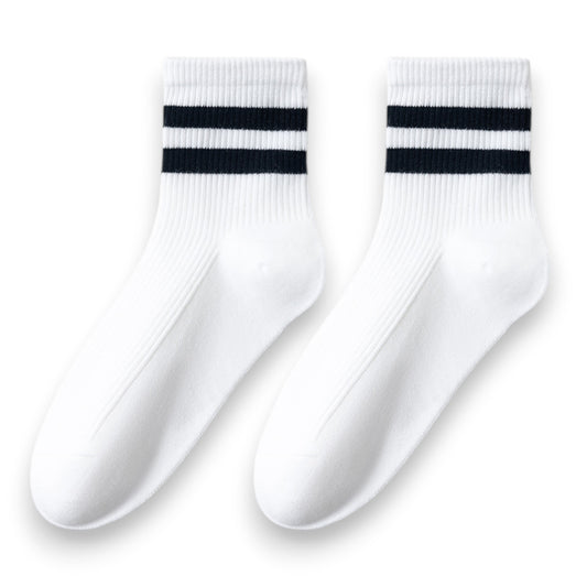 Anna-Kaci Women's 3-Pair Antibacterial and Breathable Ribbed Ankle Socks with Double Stripe Cuffs