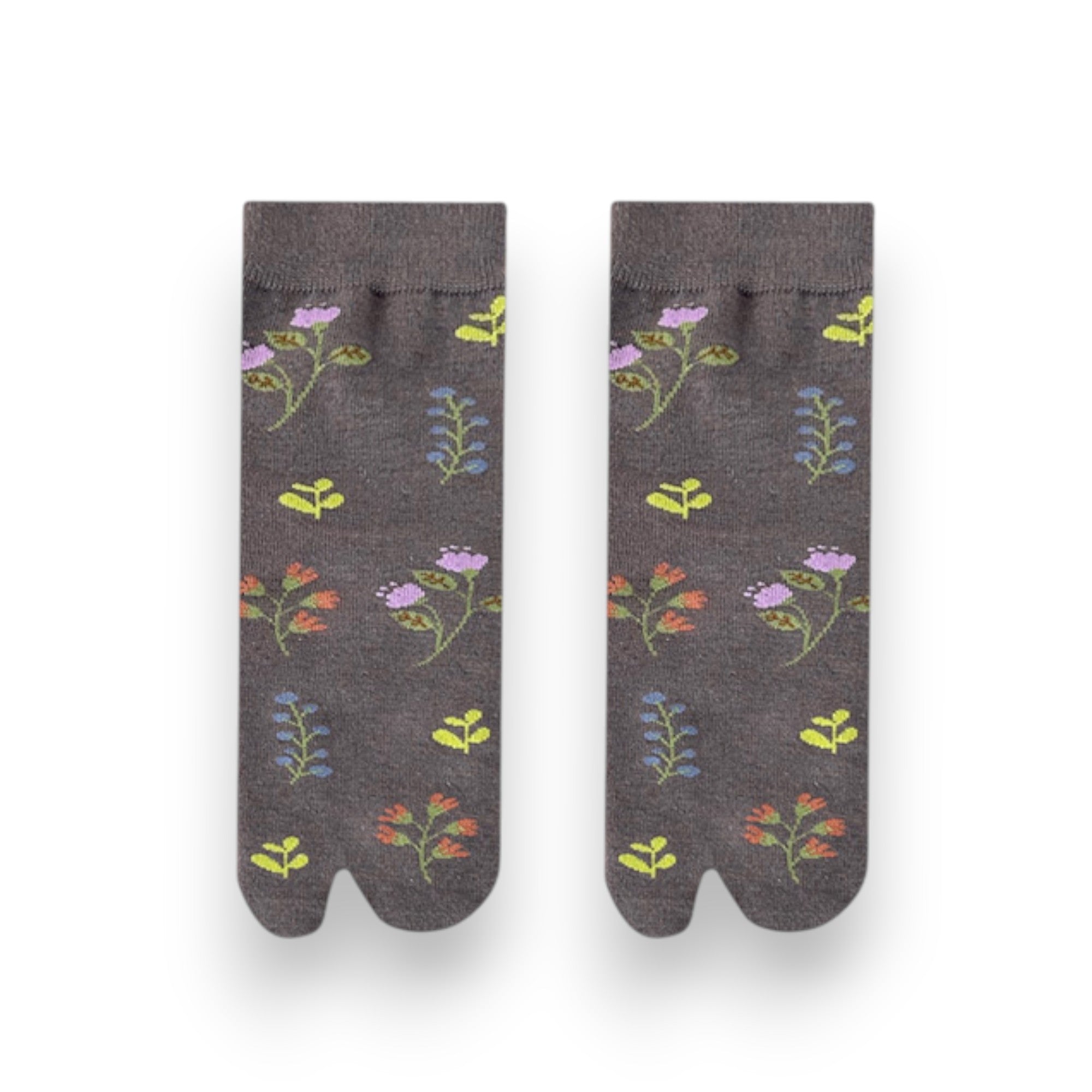 Anna-Kaci Women's 3 Pairs Floral Patterned Split-Toe Socks Soft Cotton Stretch Knit Crew Style