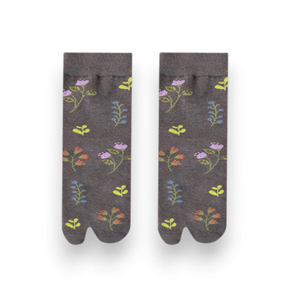 Anna-Kaci Women's 3 Pairs Floral Patterned Split-Toe Socks Soft Cotton Stretch Knit Crew Style