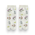 Anna-Kaci Women's 3 Pairs Floral Patterned Split-Toe Socks Soft Cotton Stretch Knit Crew Style
