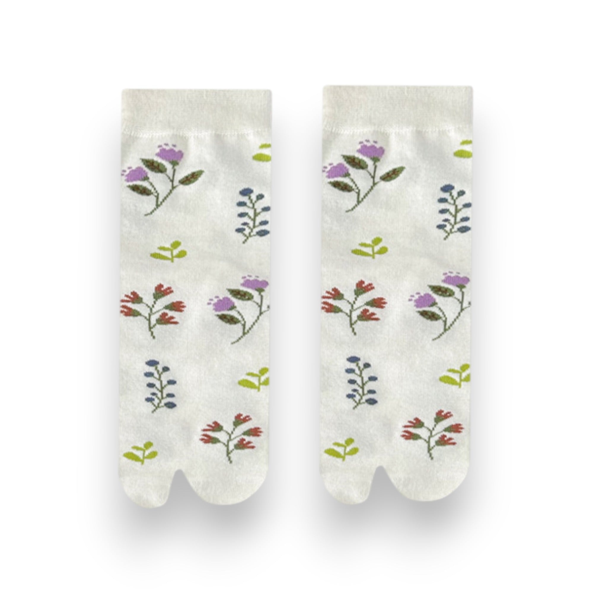 Anna-Kaci Women's 3 Pairs Floral Patterned Split-Toe Socks Soft Cotton Stretch Knit Crew Style