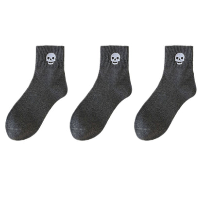 Anna-Kaci Women's 3-Pack Crew Socks with Ribbed Cuffs in Festive Halloween Design