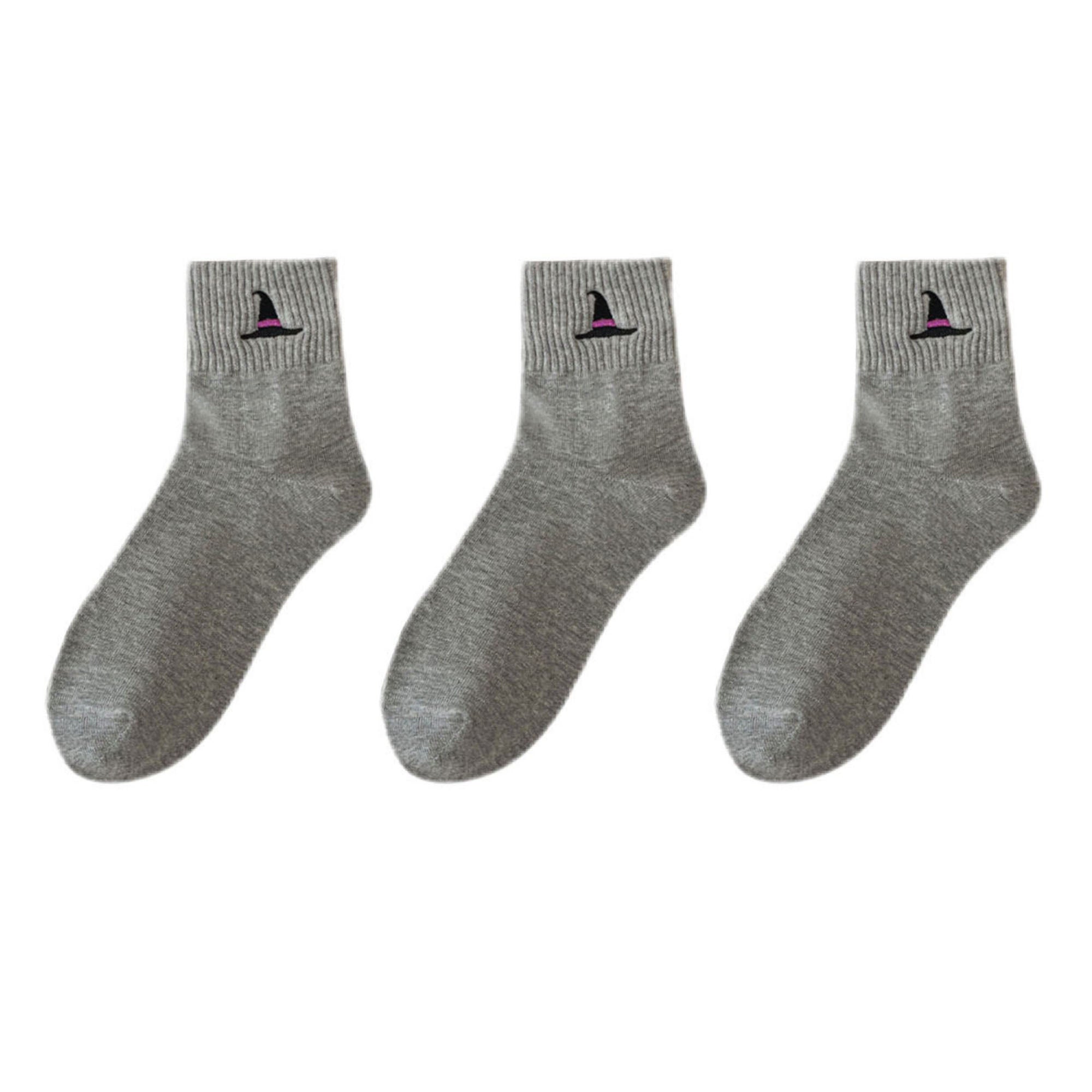 Anna-Kaci Women's 3-Pack Crew Socks with Ribbed Cuffs in Festive Halloween Design