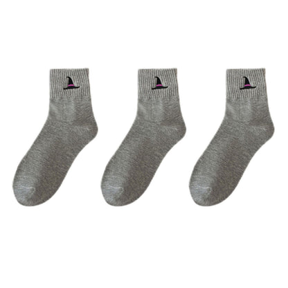Anna-Kaci Women's 3-Pack Crew Socks with Ribbed Cuffs in Festive Halloween Design