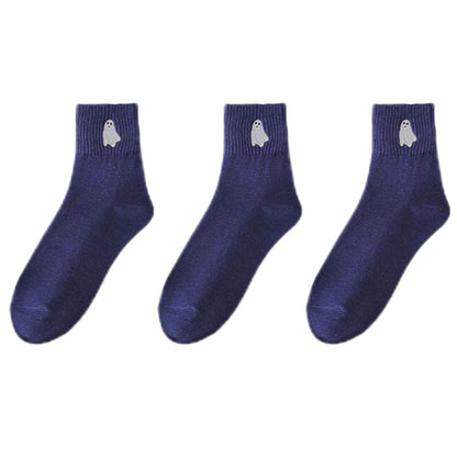 Anna-Kaci Women's 3-Pack Crew Socks with Ribbed Cuffs in Festive Halloween Design