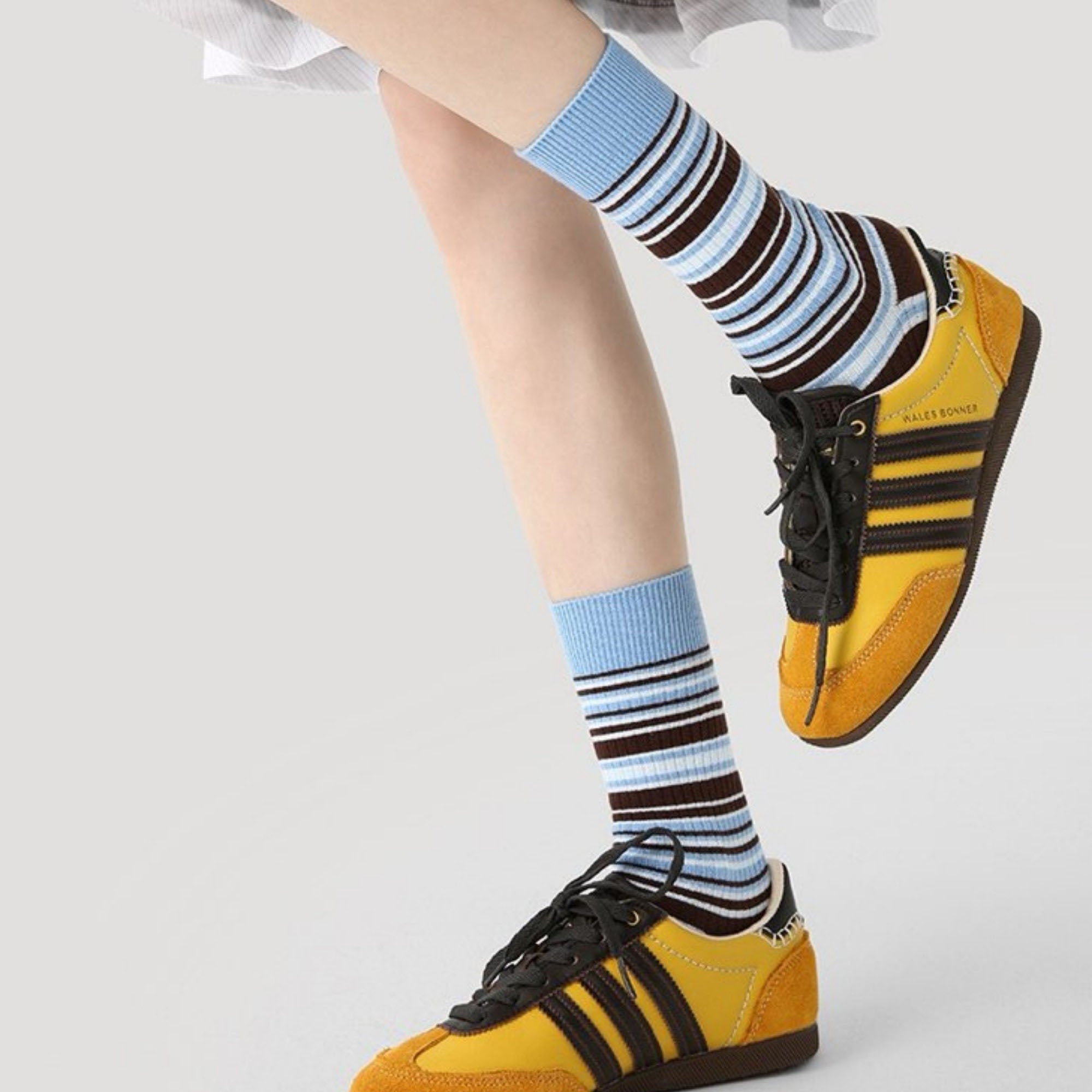 Anna-Kaci Women's 3 Pack Crew Socks Set Ribbed Knit Athletic Stripe and Classic Pattern Casual Everyday Wear