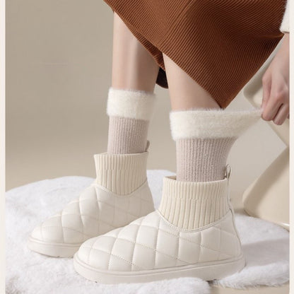 Anna-Kaci Women's 3-Pair Plush Cuffed Crew Socks Soft Knit Ribbed Design Comfortable Everyday Wear