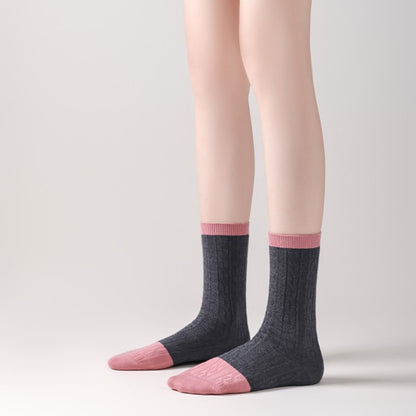 Anna-Kaci Women's 3 Pair Cable Knit Crew Socks with Contrast Color Block Design and Soft Stretch Comfort