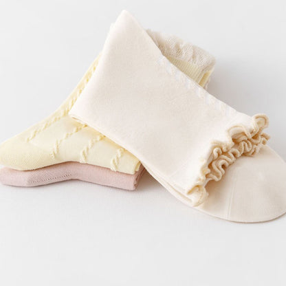Anna-Kaci Women's 3 Pairs Ruffled Ankle Socks with Scalloped Trim and Soft Knit Fabric
