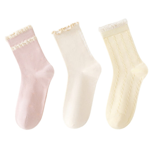 Anna-Kaci Women's 3 Pairs Ruffled Ankle Socks with Scalloped Trim and Soft Knit Fabric