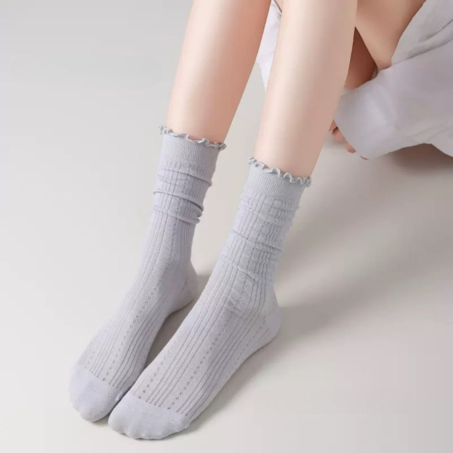 Anna-Kaci Women's 3 Pair Pack Quarter Socks with Knit Patterns Lace Trim and Bow Detail