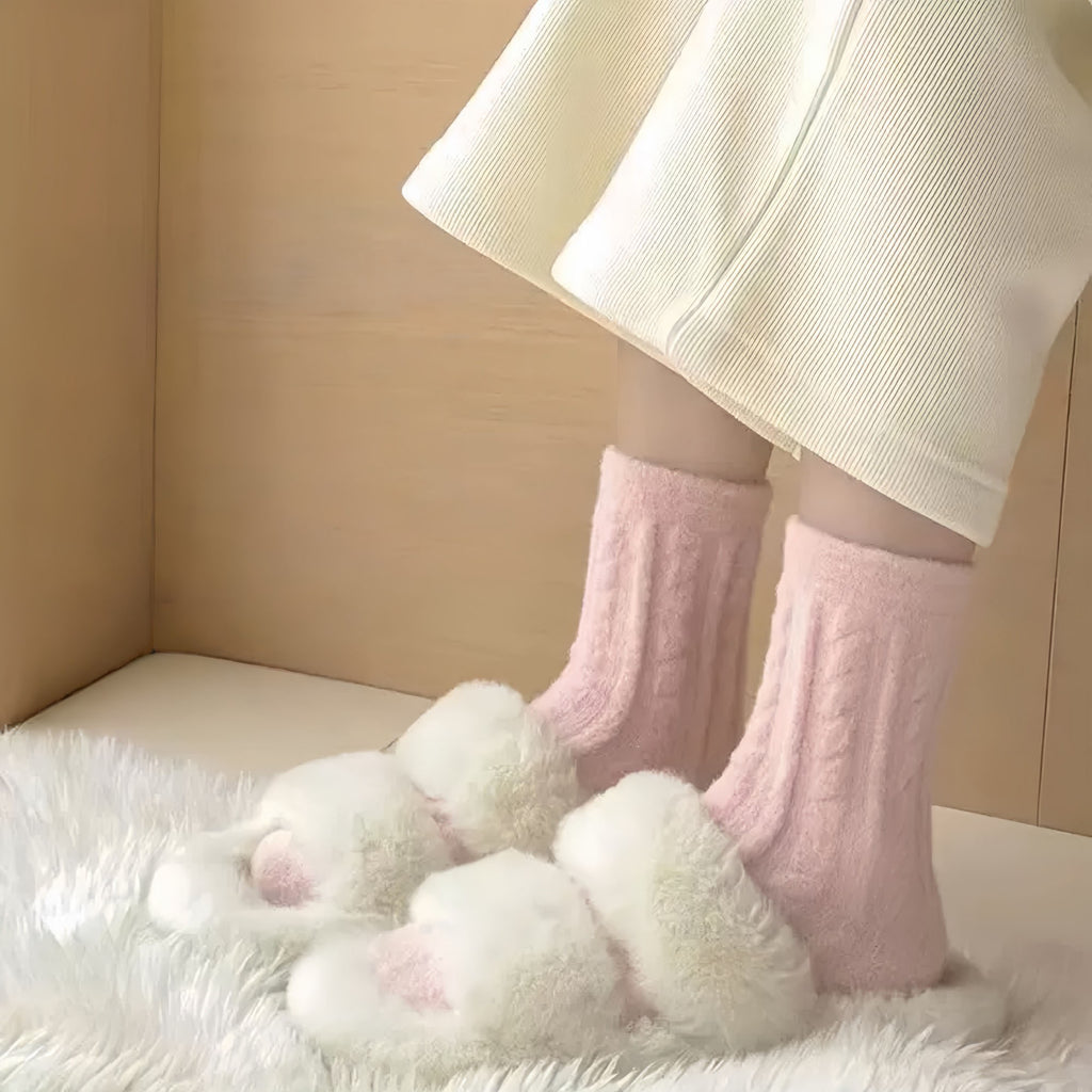 Anna-Kaci Women's 4 Pairs Cable Knit Quarter Socks Soft Stretch Fabric Cozy Everyday Wear