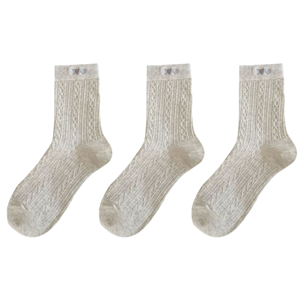 Anna-Kaci Women's 3 Pairs Quarter Socks Heart Accent Knit Stretchy Comfortable Fit Everyday Casual Wear