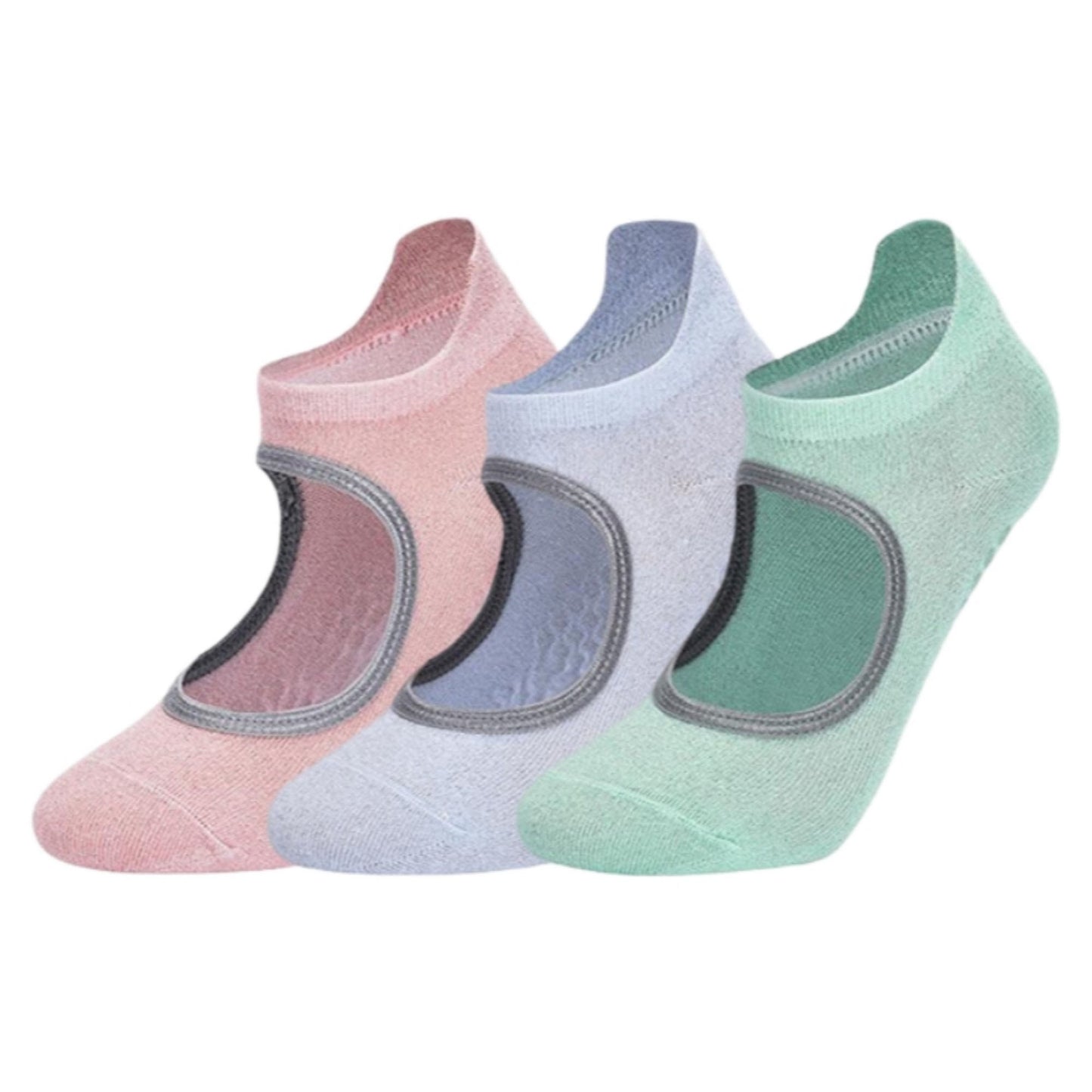Anna-Kaci Women's 3-Pack Quarter Cut Ballet Grip Socks with Slightly Shiny Stretch Knit and Anti-Slip Sole