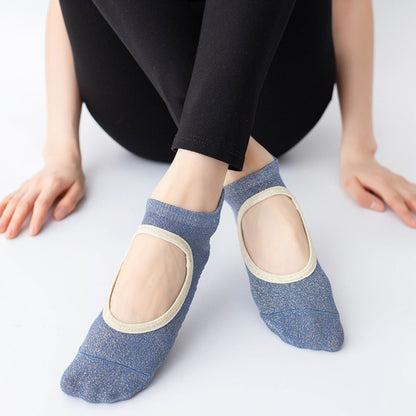 Anna-Kaci Women's 3-Pack Quarter Cut Ballet Grip Socks with Slightly Shiny Stretch Knit and Anti-Slip Sole