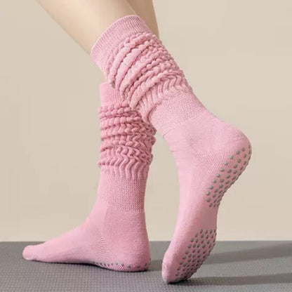 Anna-Kaci Women's 3-Pack Scrunch Grip Socks with Non-Slip Sole Soft Stretch Knit Fabric and Ribbed Ankle Design