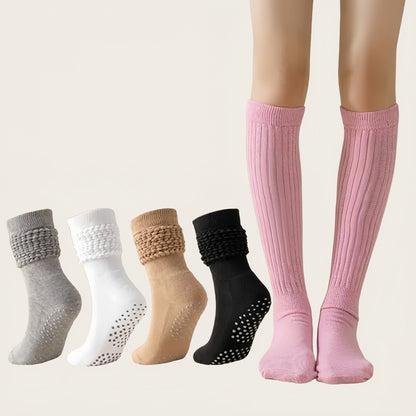 Anna-Kaci Women's 3-Pack Scrunch Grip Socks with Non-Slip Sole Soft Stretch Knit Fabric and Ribbed Ankle Design