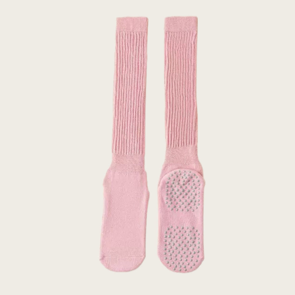 Anna-Kaci Women's 3-Pack Scrunch Grip Socks with Non-Slip Sole Soft Stretch Knit Fabric and Ribbed Ankle Design