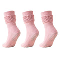 Calcetines Anna-Kaci de 3 pares para mujer, con agarre elástico, suela antideslizante, tejido de punto suave y diseño de tobillo acanalado