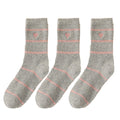 Women's 3 Pairs Knit Socks with Striped Pattern Heart Embroidery Ribbed Cuffs Soft Warm Fabric