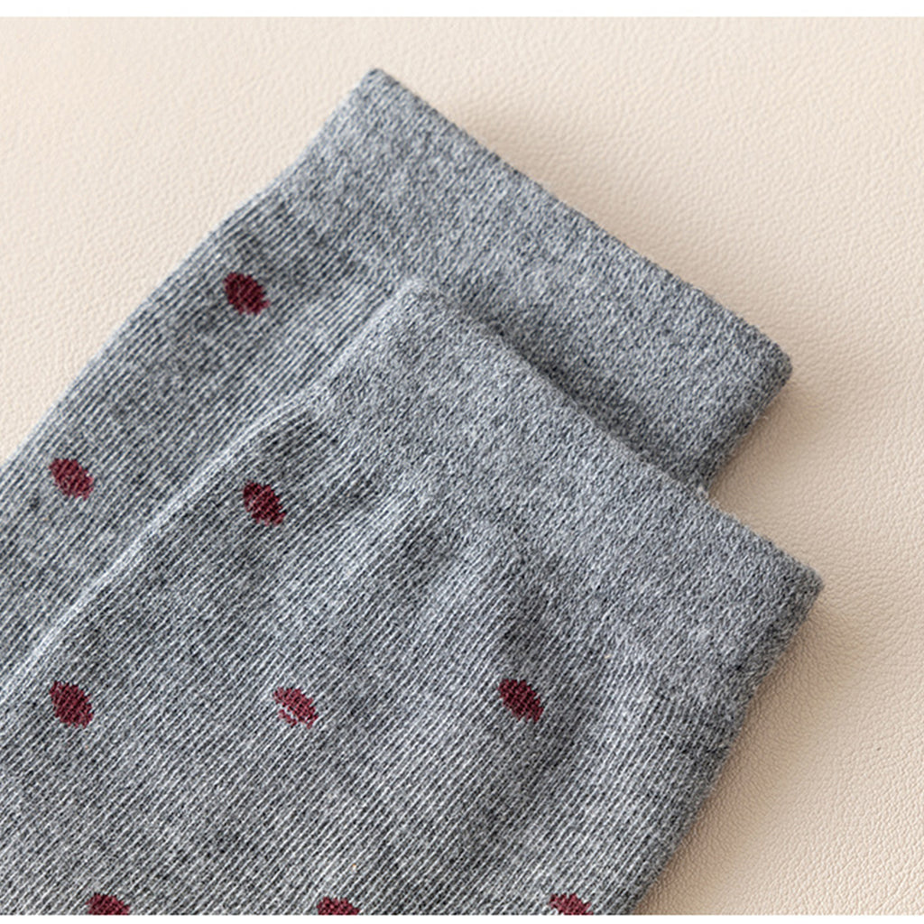 Anna-Kaci Women's 4 Pairs Knit Socks with Polka Dot Pattern Ribbed Cuffs Soft Stretch Fabric