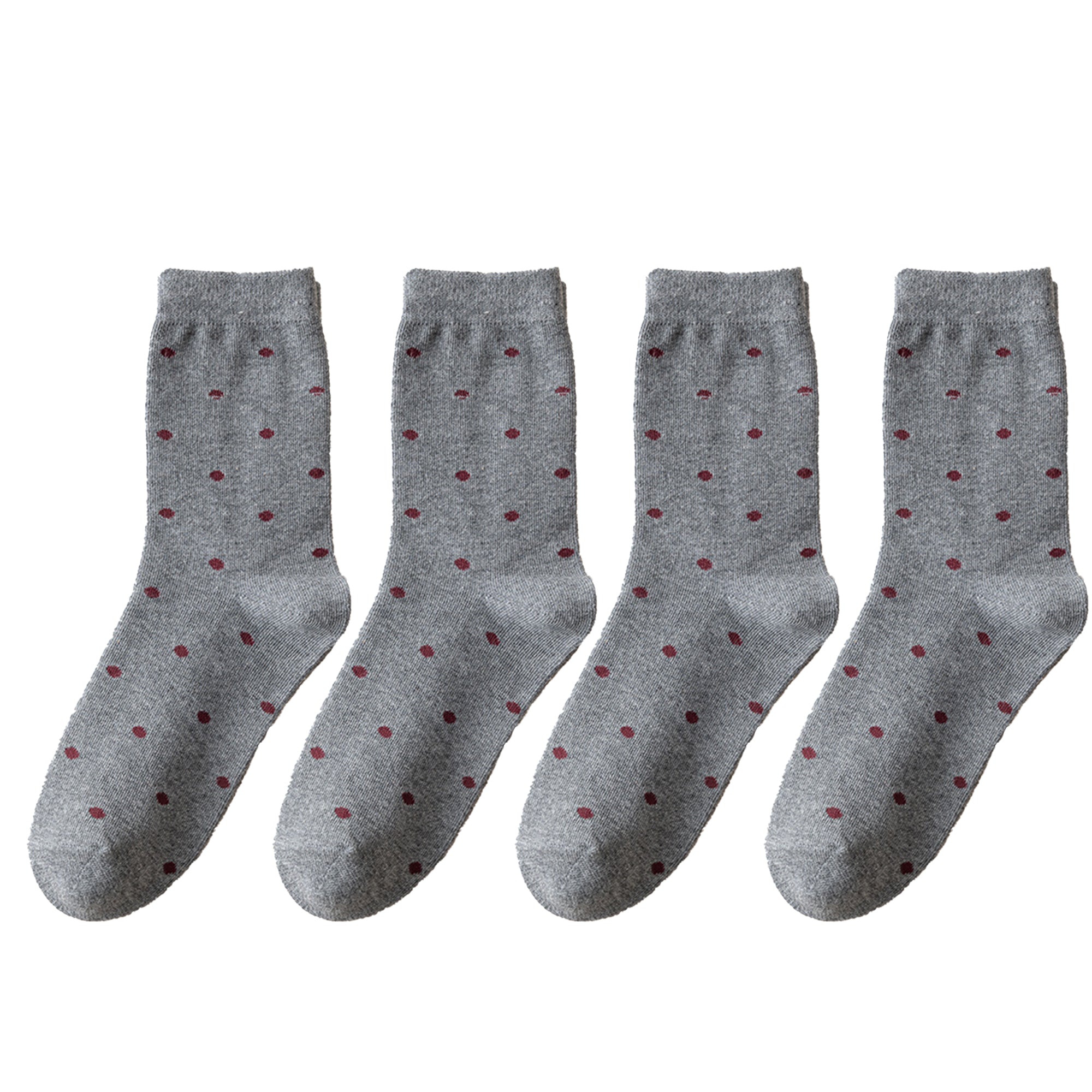 Anna-Kaci Women's 4 Pairs Knit Socks with Polka Dot Pattern Ribbed Cuffs Soft Stretch Fabric