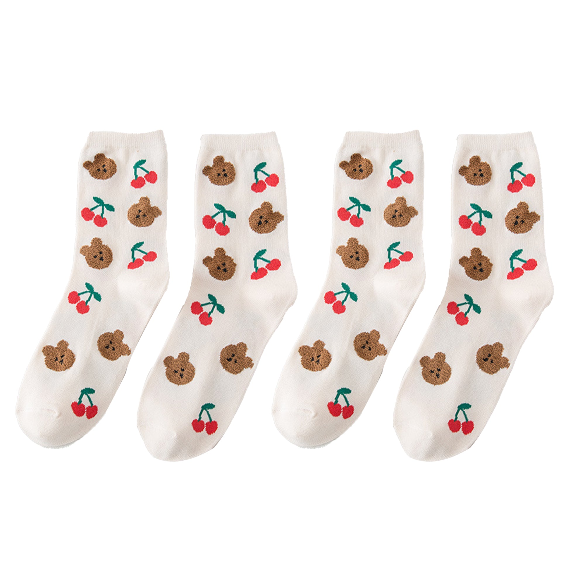 Anna-Kaci Women's 3 Pairs Knit Socks with Cute Cartoon Fruit and Animal Patterns Soft Stretch Fabric Ribbed Cuffs