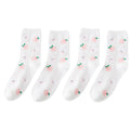 Women's 3 Pairs Knit Socks with Cute Cartoon Fruit and Animal Patterns Soft Stretch Fabric Ribbed Cuffs