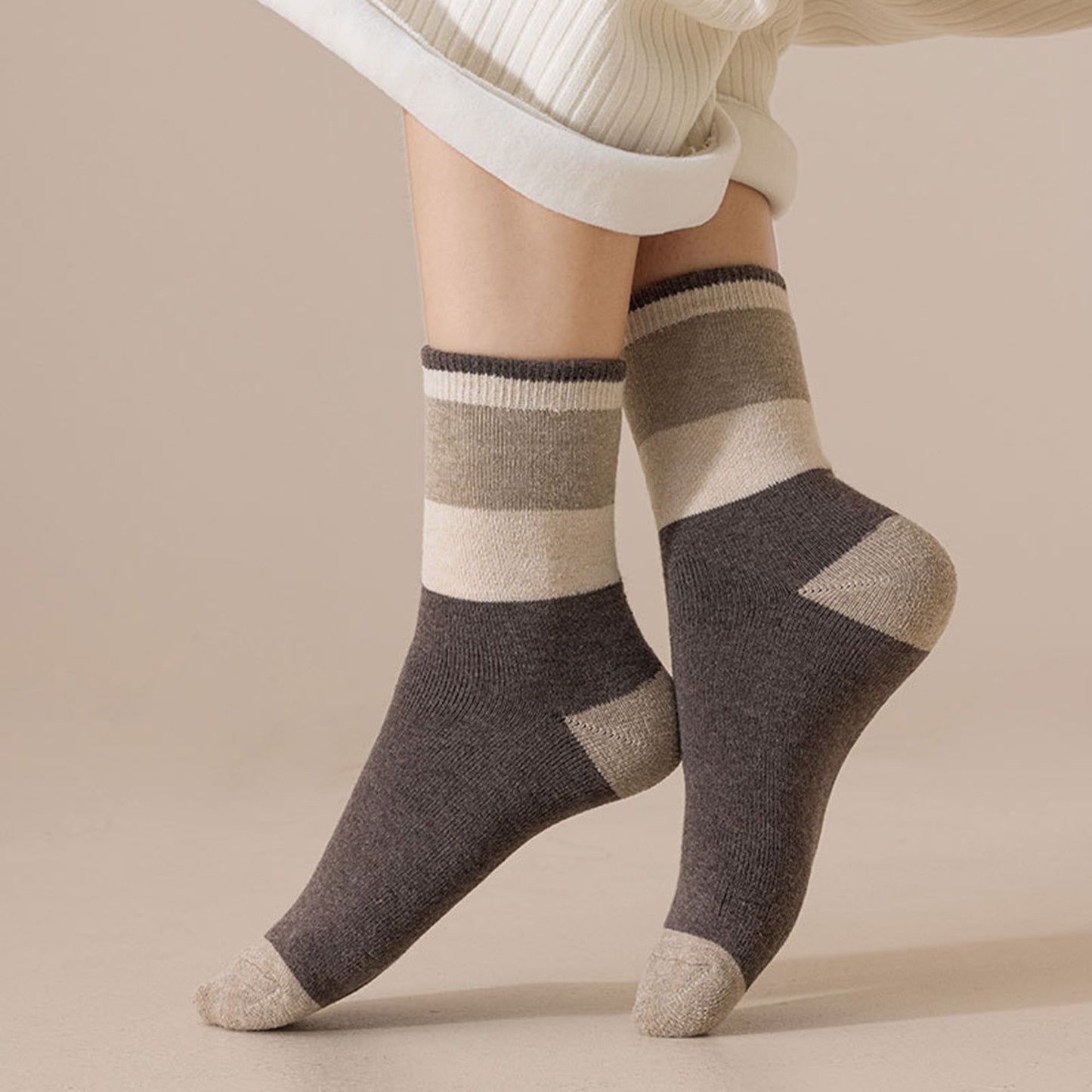 Anna-Kaci Women's 3 - Pack Colorblock Crew Socks with Soft Knit Fabric and Reinforced Heel and Toe