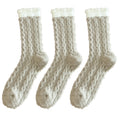Anna-Kaci Women's 3 - Pack Cable Knit Crew Socks with Soft Textured Fabric and Contrast Cuff Detail