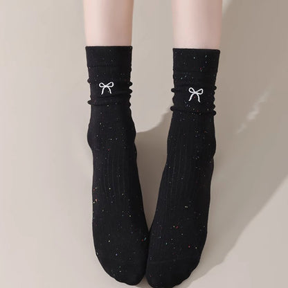 Anna-Kaci Women's 3 - Pack Crew Socks with Embroidered Bow Detail and Soft Ribbed Knit Fabric