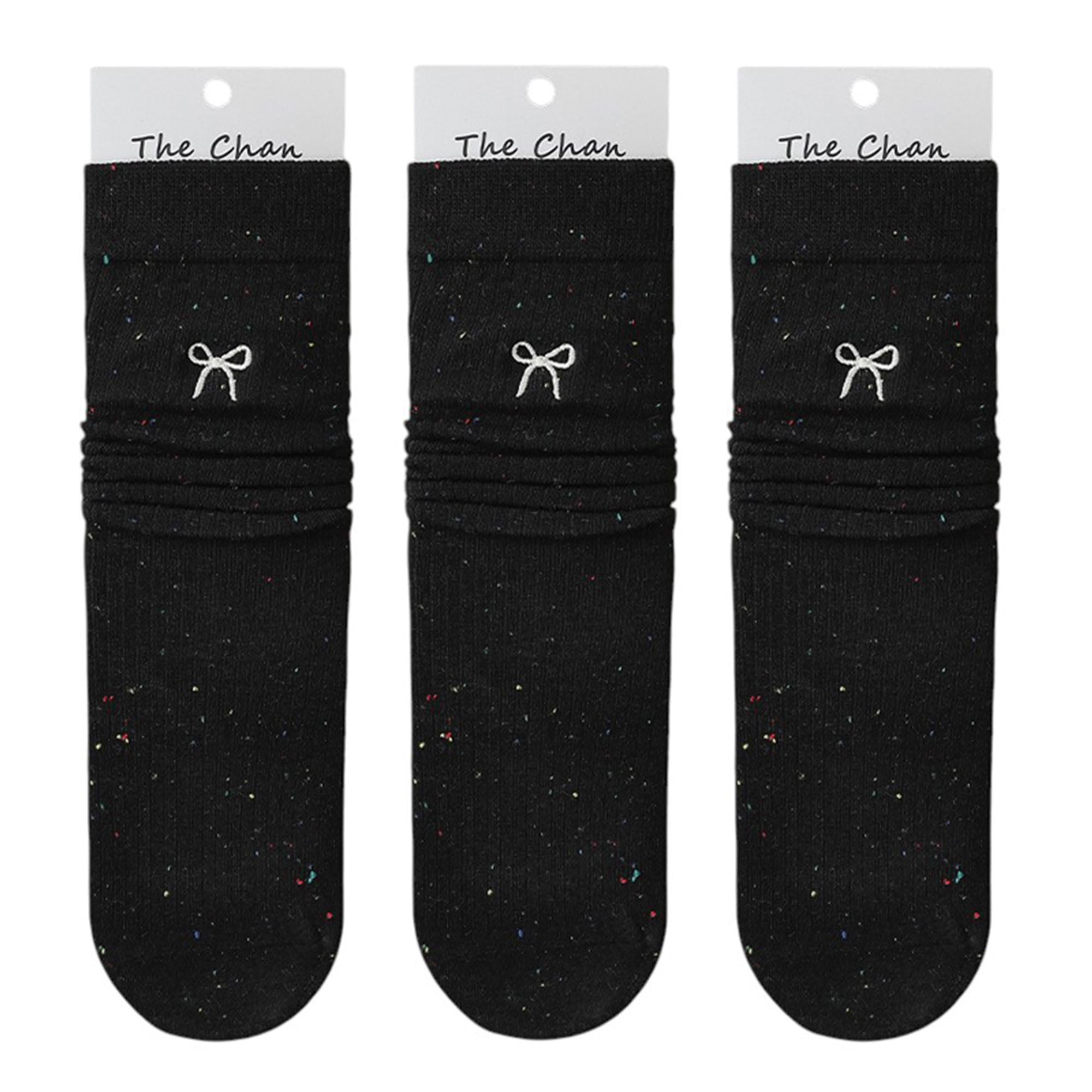 Anna-Kaci Women's 3 - Pack Crew Socks with Embroidered Bow Detail and Soft Ribbed Knit Fabric