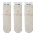 Women's 3 - Pack Crew Socks with Embroidered Bow Detail and Soft Ribbed Knit Fabric
