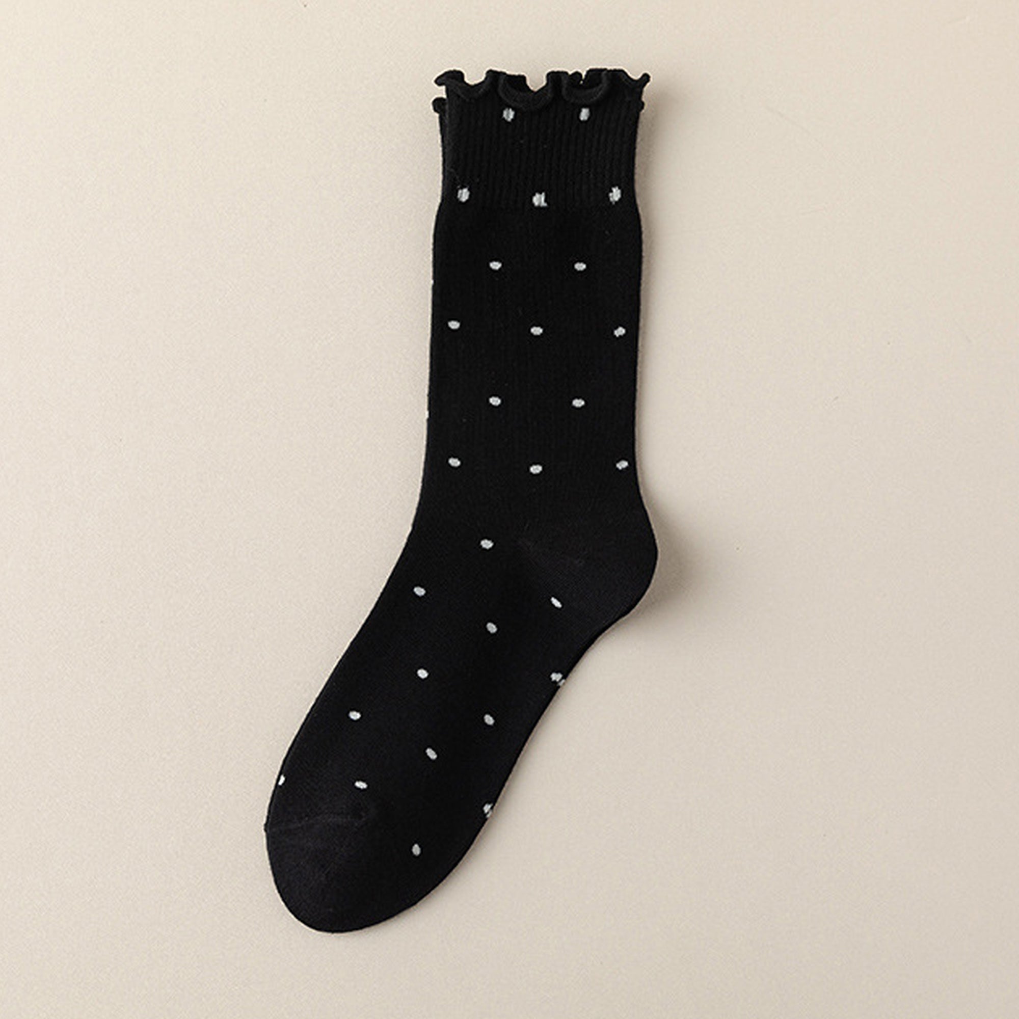 Anna-Kaci 6pk Women's Polka Dot Ankle Socks with Ruffled Cuffs