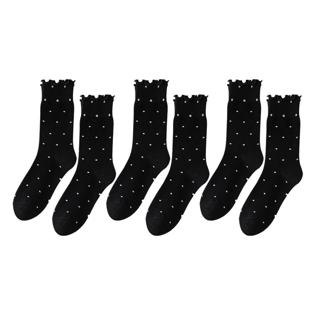 Anna-Kaci 6pk Women's Polka Dot Ankle Socks with Ruffled Cuffs