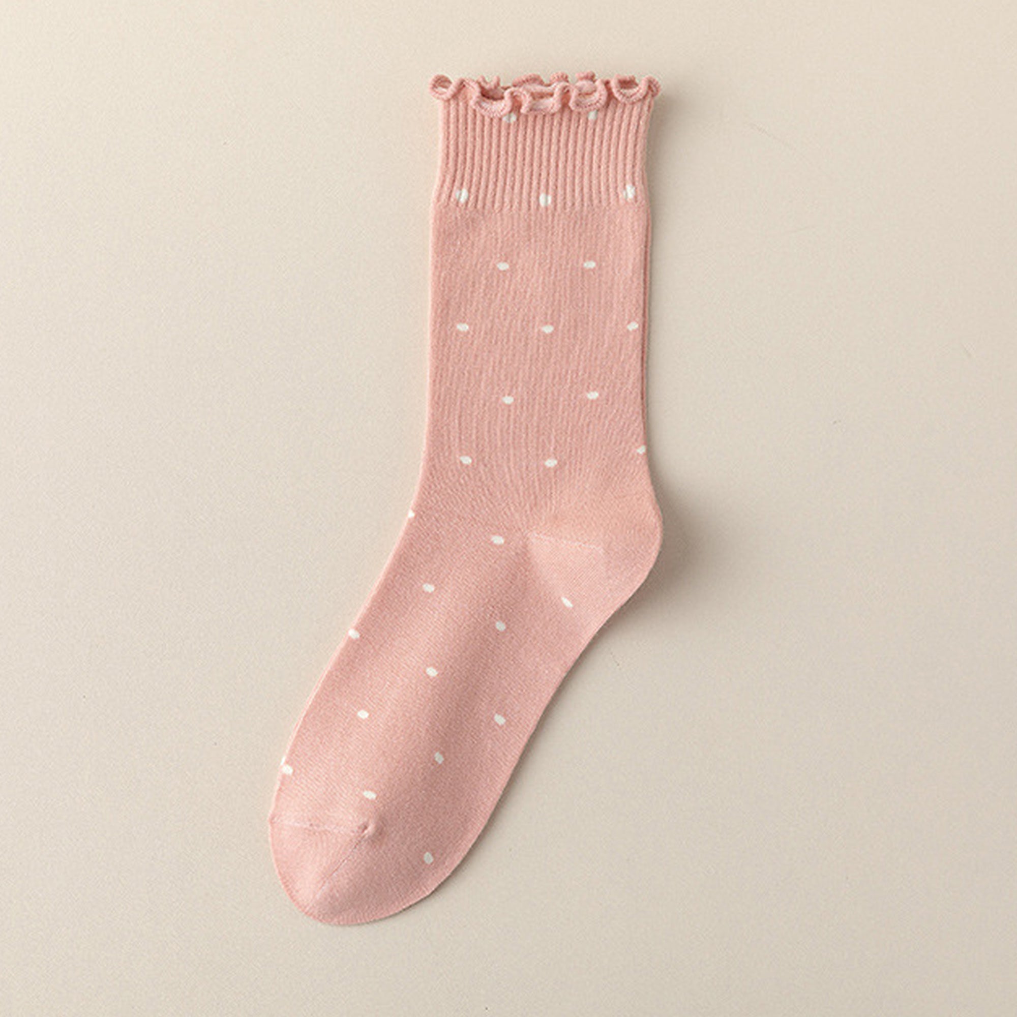 Anna-Kaci 6pk Women's Polka Dot Ankle Socks with Ruffled Cuffs