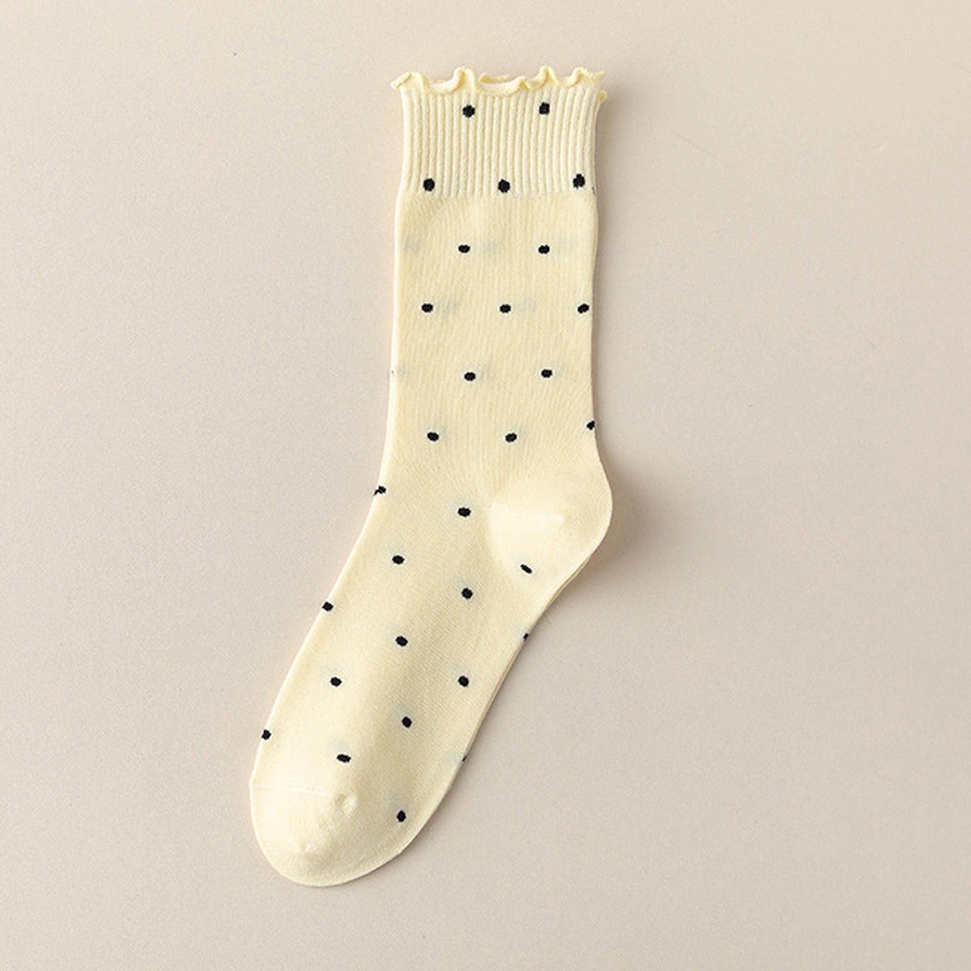 Anna-Kaci 6pk Women's Polka Dot Ankle Socks with Ruffled Cuffs