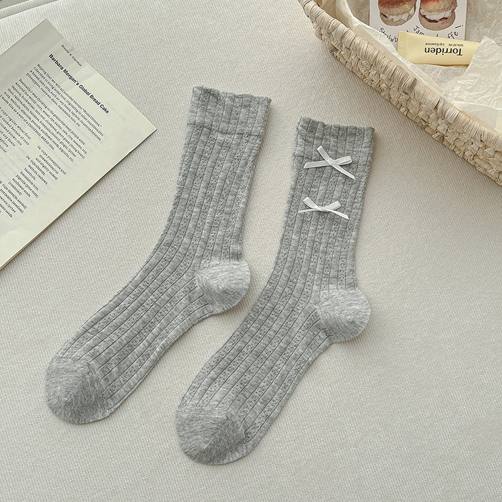 Anna-Kaci 6pk Women's Knee - High Socks with Bow Details