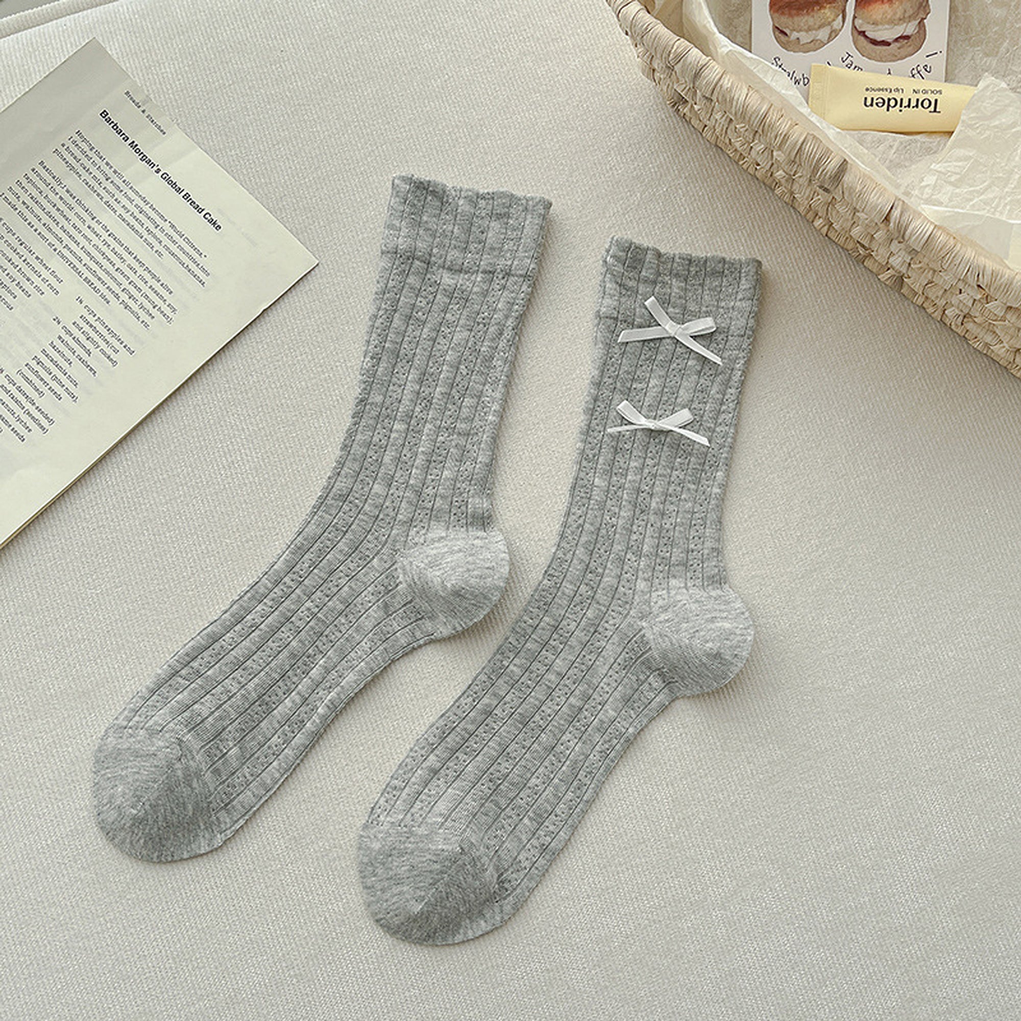 Anna-Kaci 6pk Women's Knee - High Socks with Bow Details