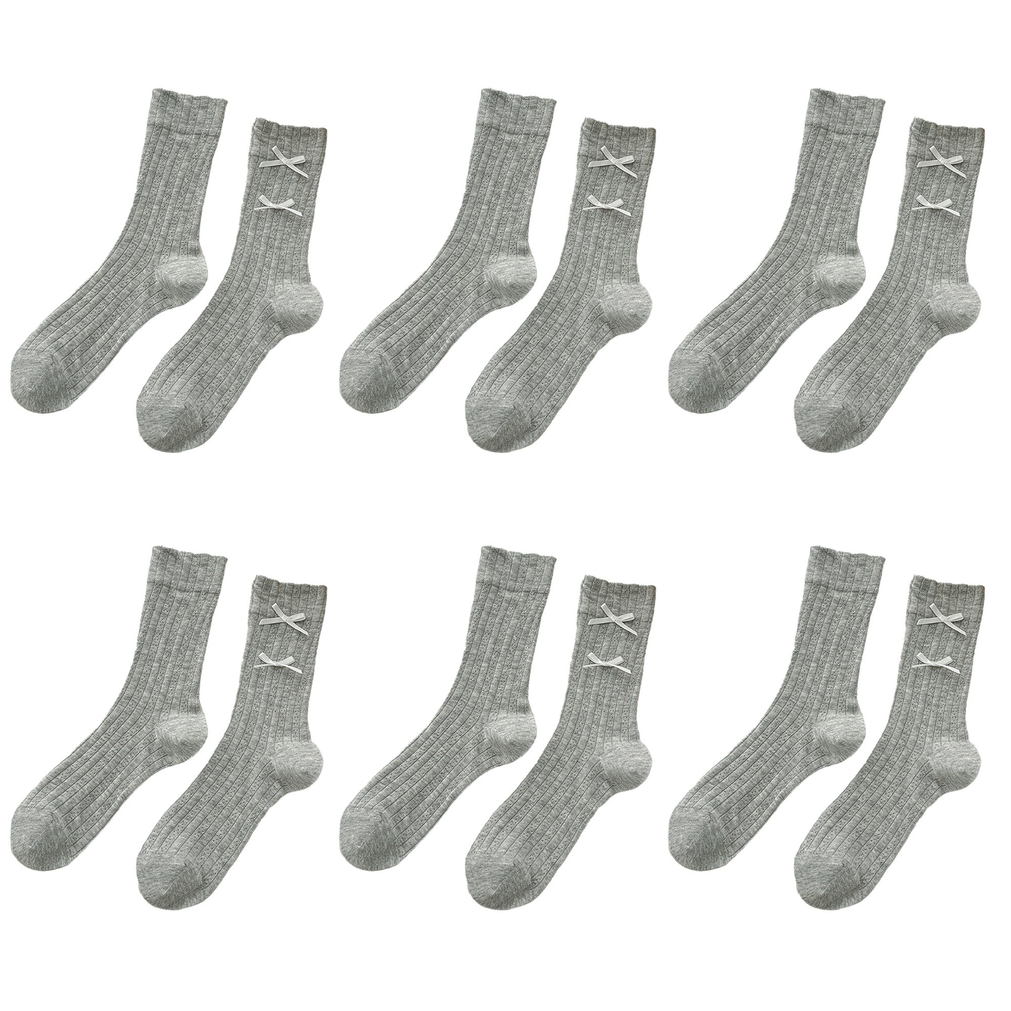 Anna-Kaci 6pk Women's Knee - High Socks with Bow Details